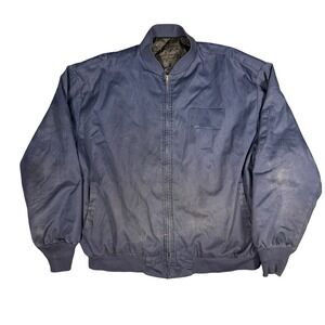 Vintage Navy Blue‎ Workwear Jacket Utility Patch Zip Front Size XL